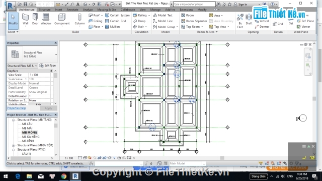 Biệt thự,mẫu biệt thự bằng revit,kết cấu kiến trúc,revit structure,kết cấu Biệt thự,file revit